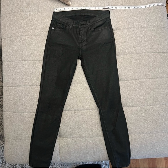 SEVEN FOR ALL MANKIND BLACK WAXED DENIM SKINNY JEANS - Picture 8 of 8